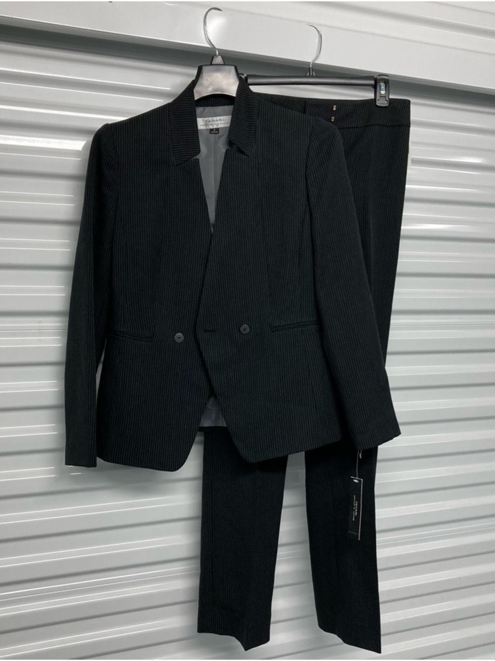 Tahari ASL Black Pinstripe Women's Two-Piece Suit - Blazer & Pants